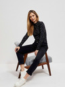 Moodo Schwarzes gemustertes Damen-T-Shirt Moodo