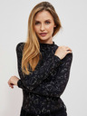 Moodo Schwarzes gemustertes Damen-T-Shirt Moodo