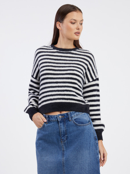 ONLY Weiß-schwarz gestreifter Damenpullover ONLY Piumo
