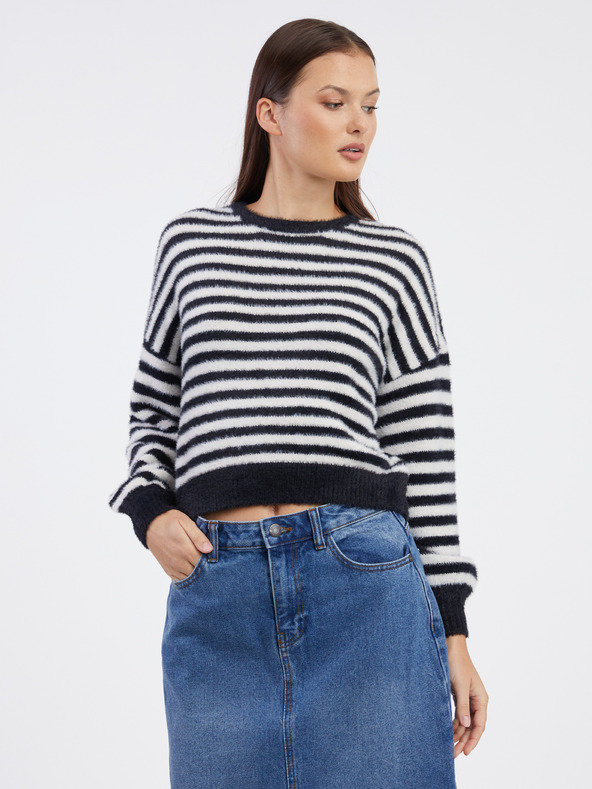 ONLY Weiß-schwarz gestreifter Damenpullover ONLY Piumo