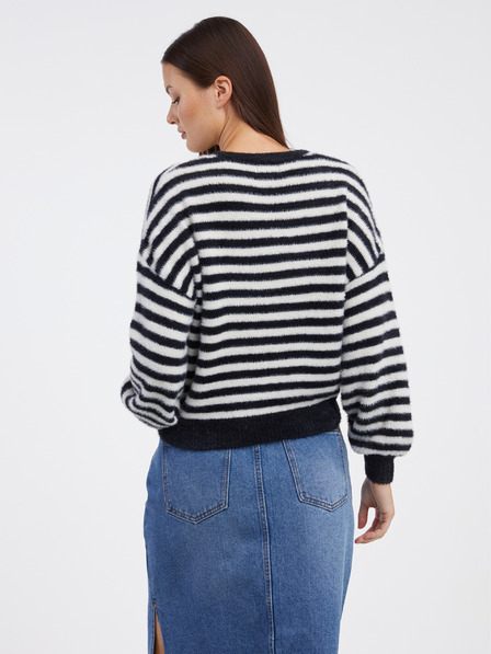 ONLY Weiß-schwarz gestreifter Damenpullover ONLY Piumo