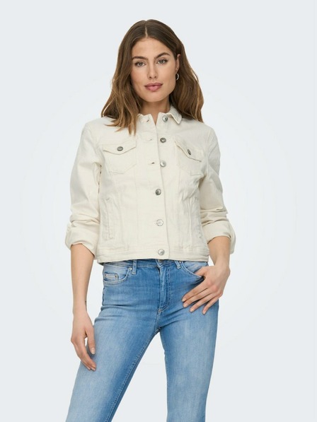 ONLY Cremefarbene Damen-Jeansjacke ONLY Tia