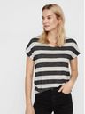Vero Moda Cremefarbenes und schwarz gestreiftes T-Shirt VERO MODA Wide