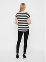 Vero Moda Cremefarbenes und schwarz gestreiftes T-Shirt VERO MODA Wide