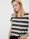 Vero Moda Cremefarbenes und schwarz gestreiftes T-Shirt VERO MODA Wide