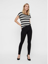 Vero Moda Cremefarbenes und schwarz gestreiftes T-Shirt VERO MODA Wide