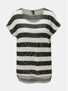 Vero Moda Cremefarbenes und schwarz gestreiftes T-Shirt VERO MODA Wide