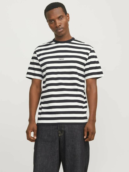 Jack & Jones Jack & Jones Weiß und schwarz gestreiftes Herren-T-Shirt