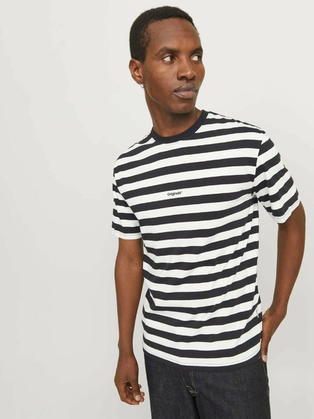 Jack & Jones Jack & Jones Weiß und schwarz gestreiftes Herren-T-Shirt