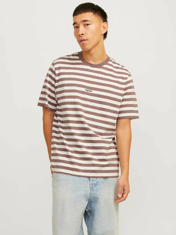 Jack & Jones Jack & Jones Herren-Shirt weiß und braun gestreift