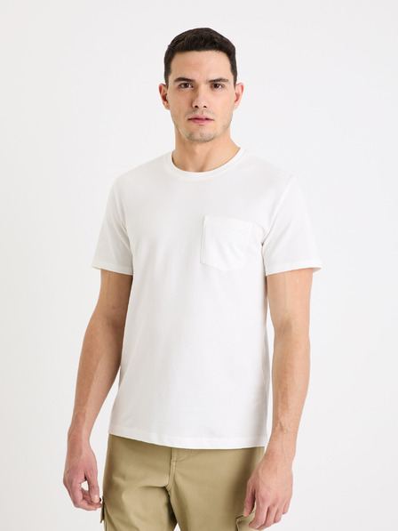 Celio Weißes Herren-Basic-T-Shirt Celio Gepik