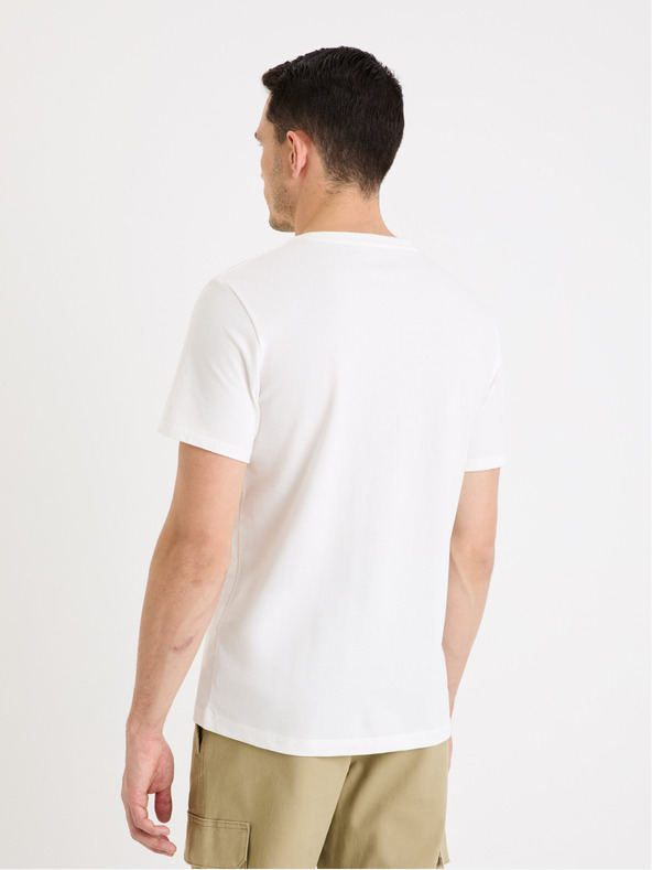 Celio Weißes Herren-Basic-T-Shirt Celio Gepik