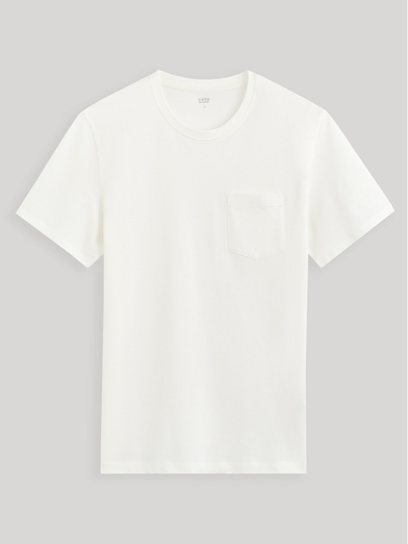Celio Weißes Herren-Basic-T-Shirt Celio Gepik