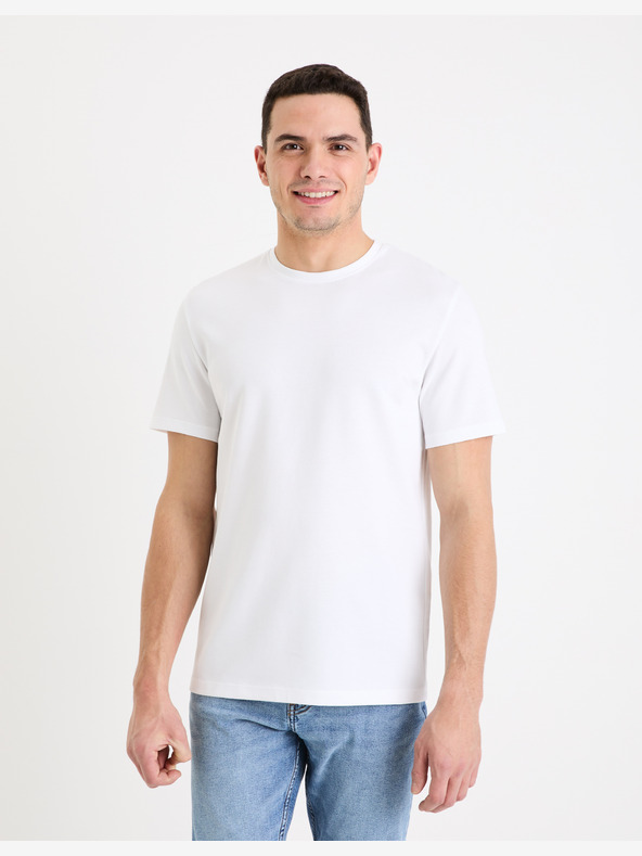 Celio Weißes Herren T-Shirt Celio Geteboude