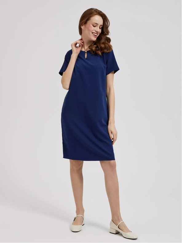 Moodo Dunkelblaues knielanges Kleid Moodo