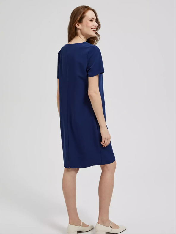 Moodo Dunkelblaues knielanges Kleid Moodo