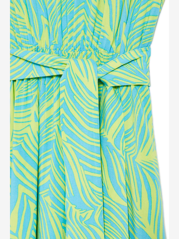 Moodo Türkisfarbenes Kleid mit Taillenband Moodo