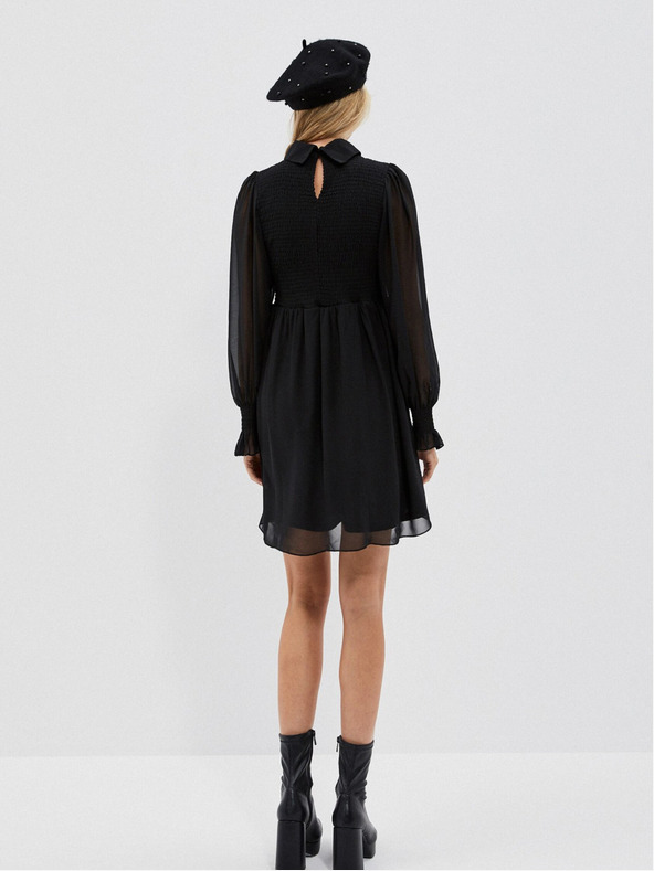 Moodo Schwarzes Damenkleid mit Rüschenärmeln Moodo