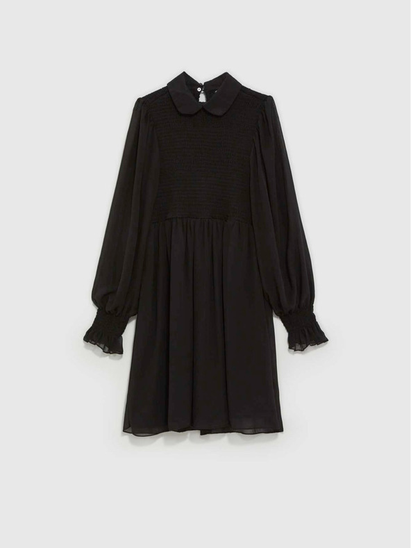 Moodo Schwarzes Damenkleid mit Rüschenärmeln Moodo