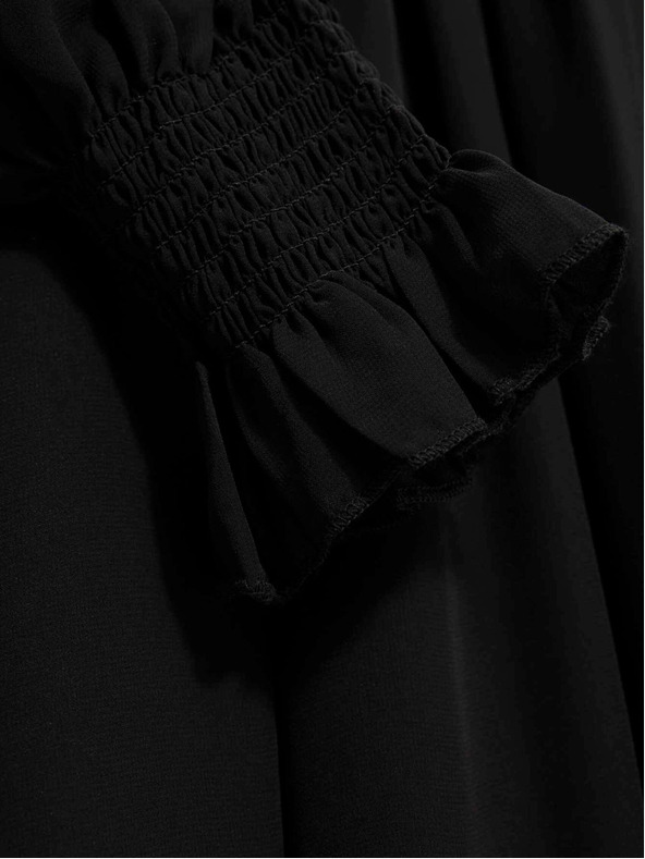 Moodo Schwarzes Damenkleid mit Rüschenärmeln Moodo