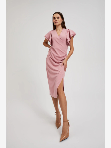 Moodo Rosa Kleid mit Rüschen an den Ärmeln Moodo