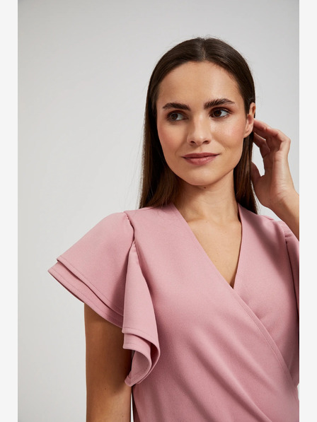 Moodo Rosa Kleid mit Rüschen an den Ärmeln Moodo