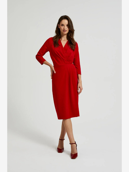 Moodo Rotes Midikleid mit Rüschen Moodo