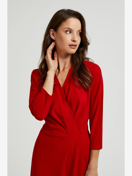 Moodo Rotes Midikleid mit Rüschen Moodo