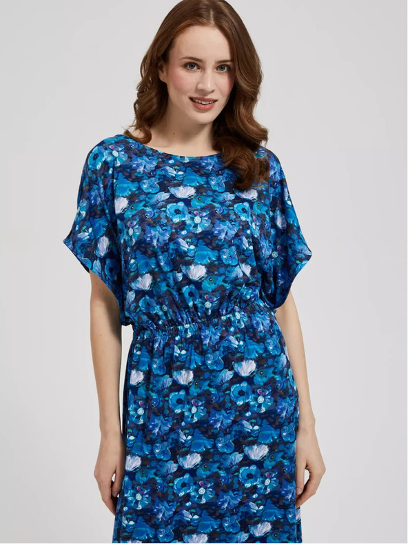 Moodo Blaues Maxikleid mit tropischem Muster Moodo