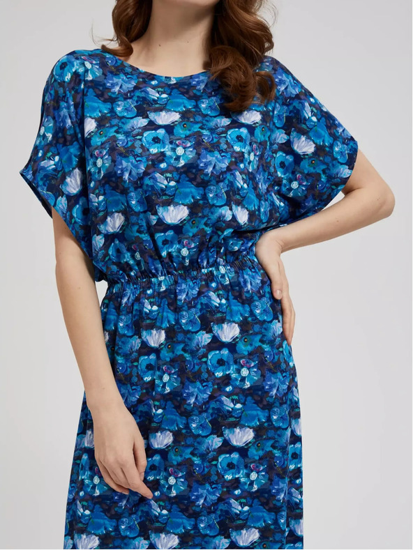 Moodo Blaues Maxikleid mit tropischem Muster Moodo