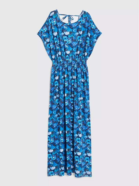 Moodo Blaues Maxikleid mit tropischem Muster Moodo