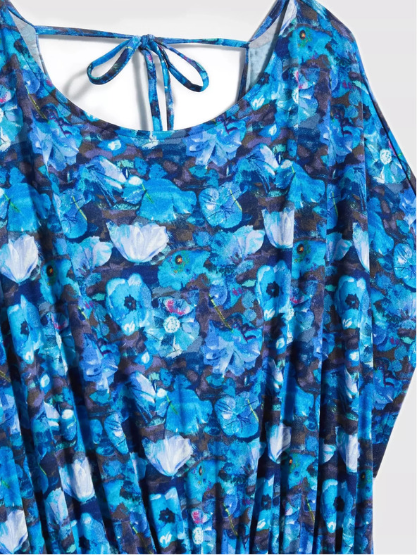 Moodo Blaues Maxikleid mit tropischem Muster Moodo