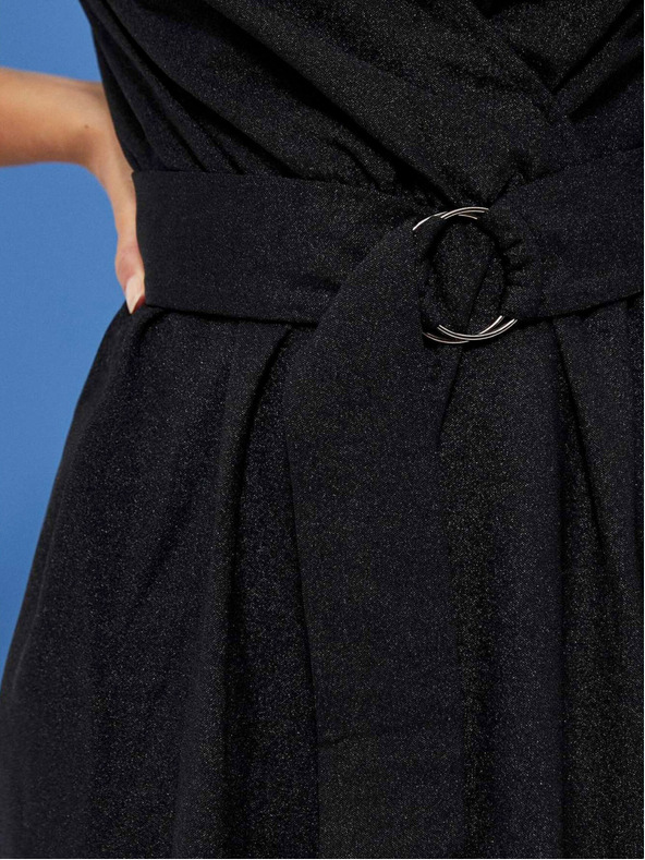 Moodo Schwarzes Damen Gürtelkleid Moodo