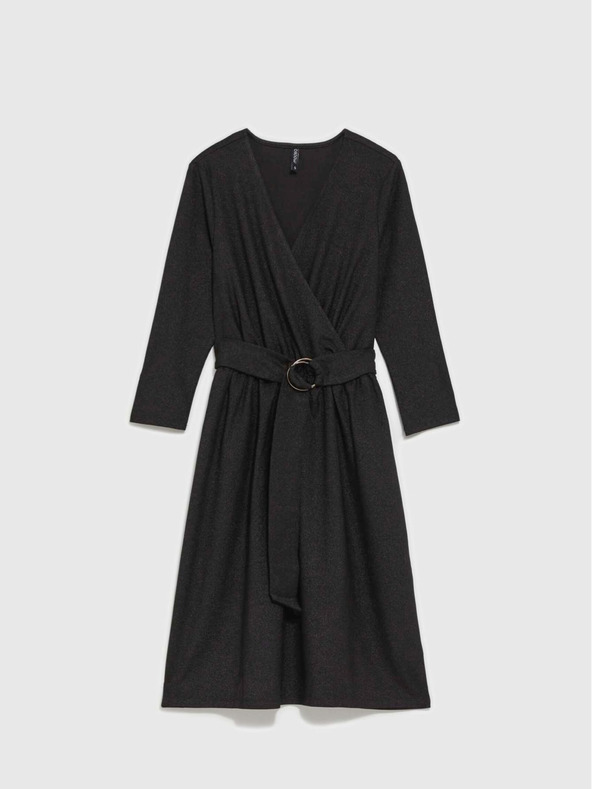 Moodo Schwarzes Damen Gürtelkleid Moodo