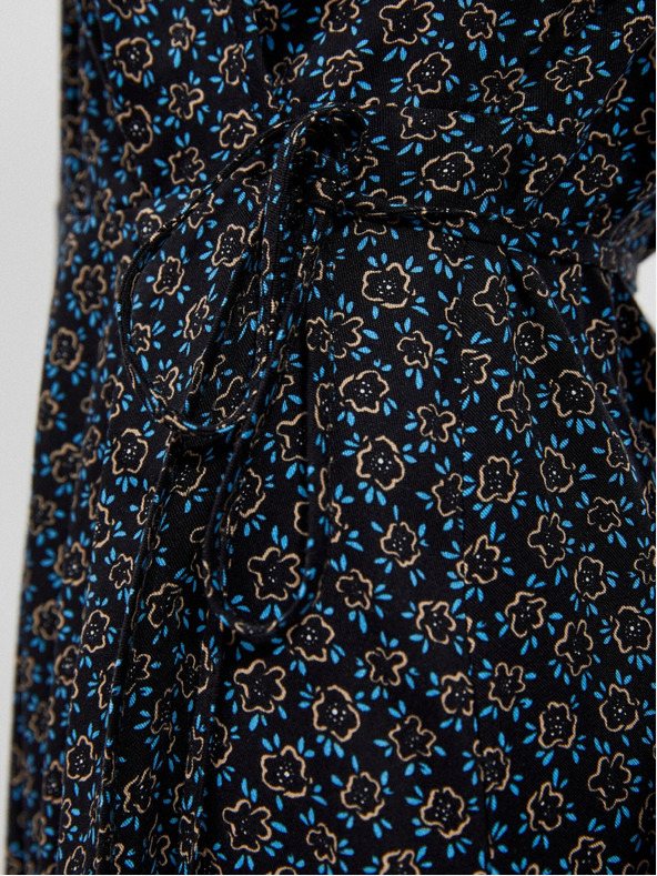 Moodo Schwarzes gemustertes Midikleid für Damen Moodo