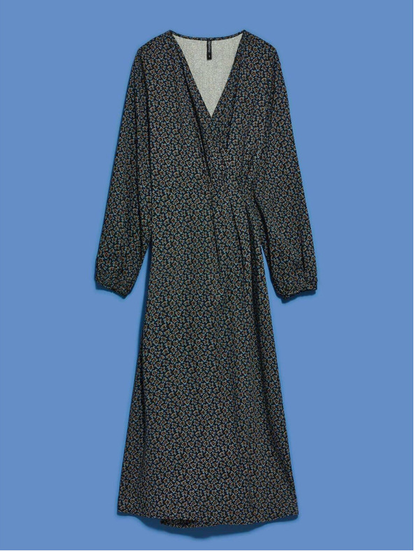 Moodo Schwarzes gemustertes Midikleid für Damen Moodo