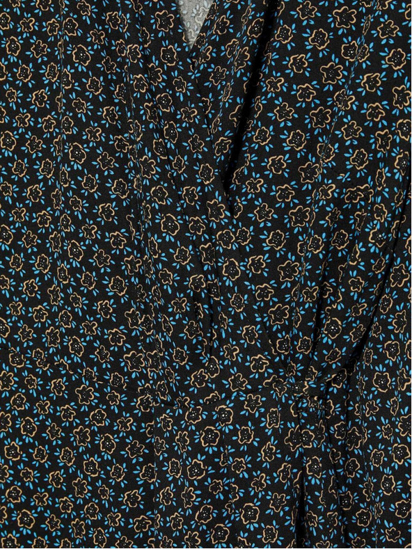 Moodo Schwarzes gemustertes Midikleid für Damen Moodo