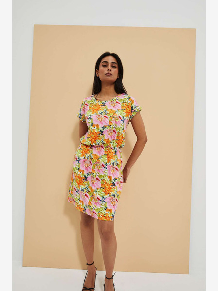 Moodo Orange geblümtes Kleid Moodo