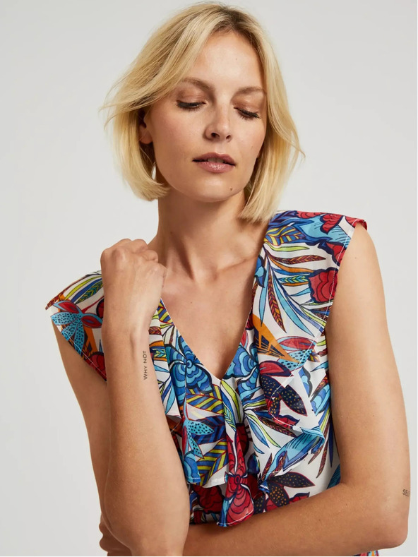 Moodo Rotes und blaues Midikleid mit Blumenmuster Moodo