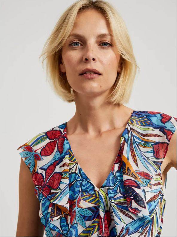 Moodo Rotes und blaues Midikleid mit Blumenmuster Moodo