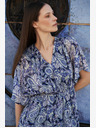 Moodo Blau gemustertes knielanges Kleid Moodo
