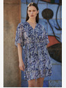 Moodo Blau gemustertes knielanges Kleid Moodo