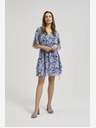 Moodo Blau gemustertes knielanges Kleid Moodo