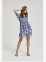 Moodo Blau gemustertes knielanges Kleid Moodo