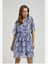 Moodo Blau gemustertes knielanges Kleid Moodo