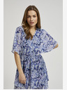 Moodo Blau gemustertes knielanges Kleid Moodo