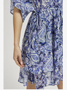Moodo Blau gemustertes knielanges Kleid Moodo
