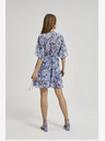 Moodo Blau gemustertes knielanges Kleid Moodo