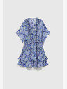 Moodo Blau gemustertes knielanges Kleid Moodo