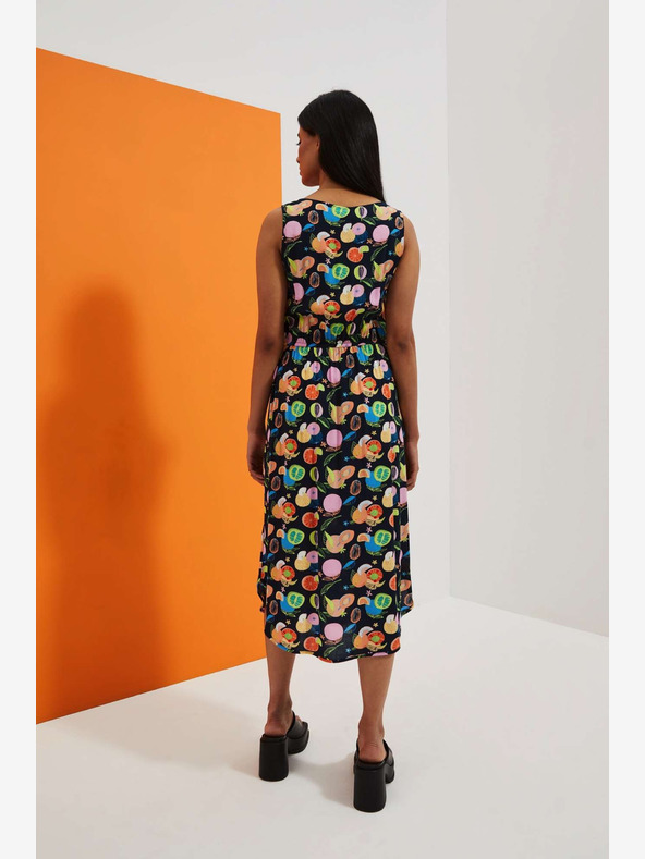 Moodo Dunkelblau gemustertes Kleid Moodo